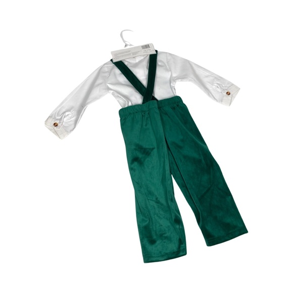 Badgley Mischka Boys Velour Pants With Suspenders Long Sleeve Shirt Size 18/24 M - Picture 5 of 11